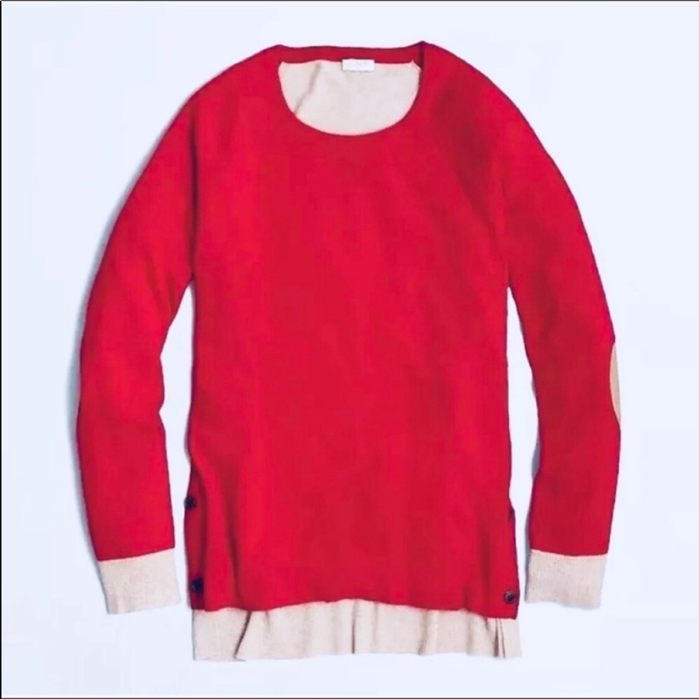 J. Crew Wool-Blend Color Block Sweater in Red